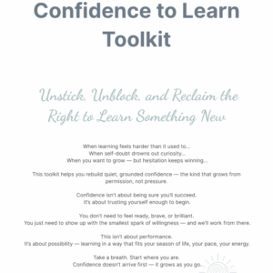 Beaming Bernie Confidence to Learn Toolkit cover – slate grey design with the line “You’re allowed to learn.”