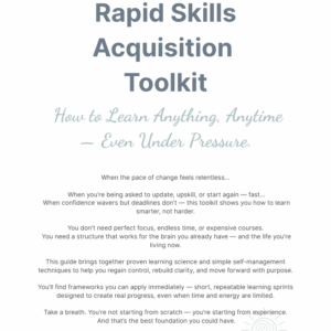 Beaming Bernie Rapid Skills Acquisition Toolkit cover – slate grey design with the line “Learn fast under pressure.”