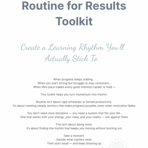 Beaming Bernie Routine for Results Toolkit cover – slate grey design with the line “Build a rhythm you can return to.”