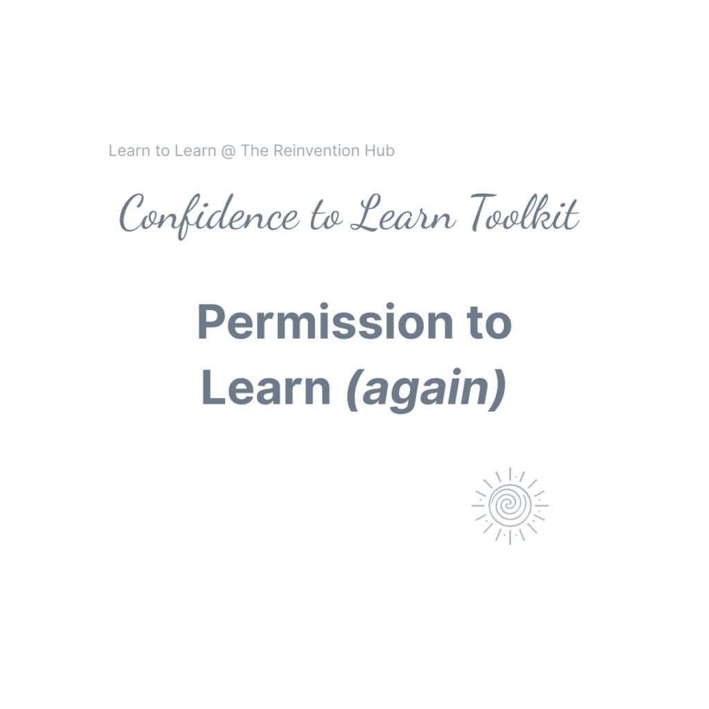 Beaming Bernie logo and stylised lettering in slate grey symbolising Clarity and Confidence to Learn Saying Confidence to Learn Toolkit: Permission to Learn (again). Learn to Learn From the Beaming Bernie Reinvention Hub