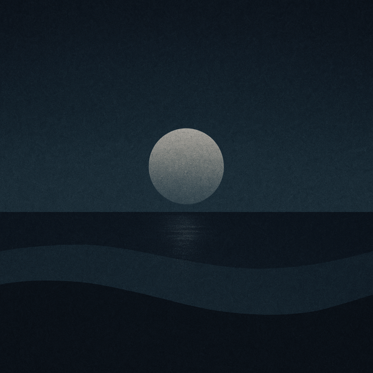 Low silver moon over three thin indigo waves; quiet resolve for ‘What This Year Taught Me About Steady Returns’ — Beaming Bernie