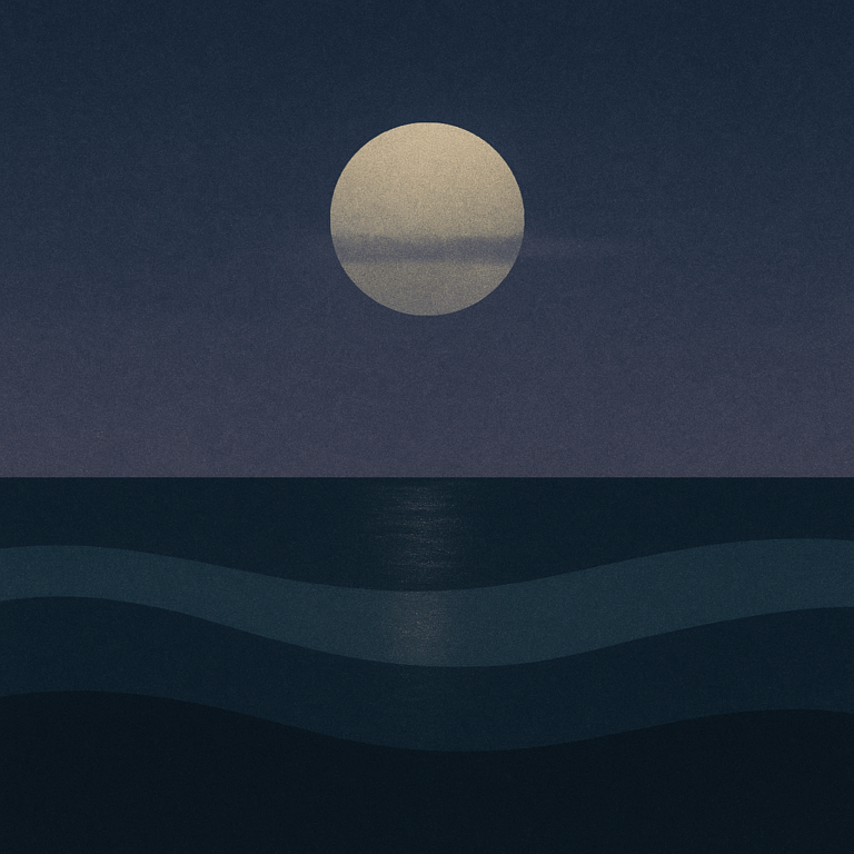 “Veiled moon with lavender-slate haze and four fine wave bands; clarity emerging for ‘Reflect Then Map’ — Beaming Bernie.”