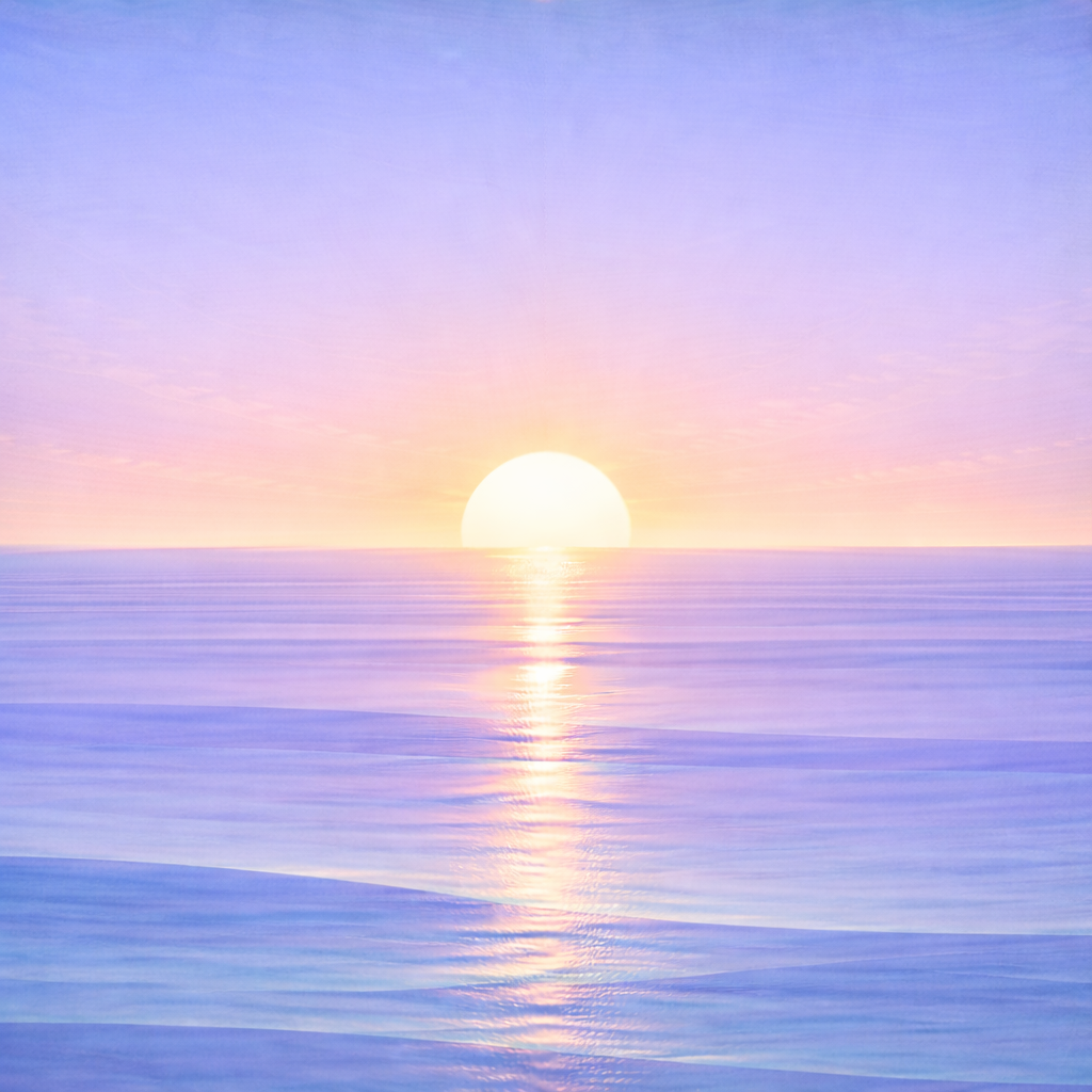 Beaming Bernie — warmer end-spring light over steady sea-glass waves, reflecting the post’s intent: building self-trust through repeated returns.