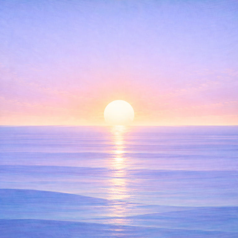 Beaming Bernie — a calm bay-hint seascape in warm end-spring light, reflecting the post’s intent: a quieter identity shift through how you return.