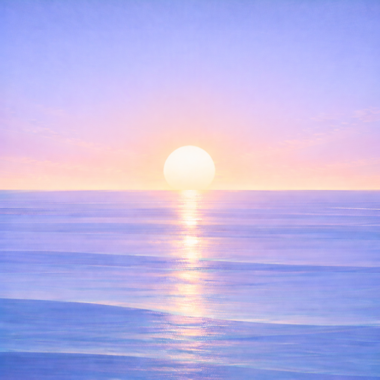 Beaming Bernie — warm early-summer-hint horizon over spacious sea-glass waves, reflecting the post’s intent: continuity still counts in a smaller week.