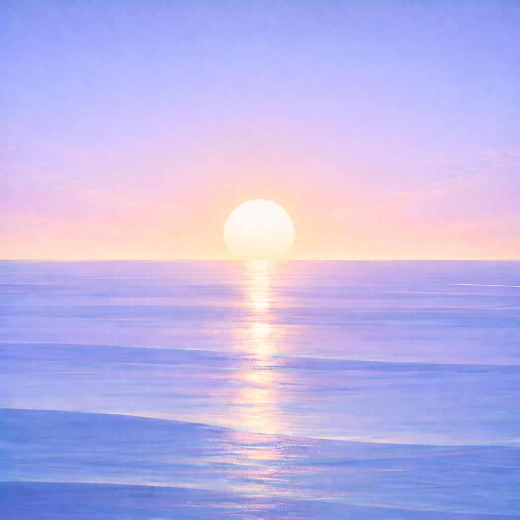 Beaming Bernie — warm early-summer-hint horizon over spacious sea-glass waves, reflecting the post’s intent: continuity still counts in a smaller week.