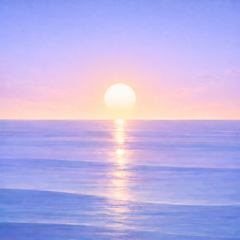 Beaming Bernie — a brighter end-spring horizon over calm sea-glass waves, reflecting the post’s intent: integrating repetition into a repeatable routine.