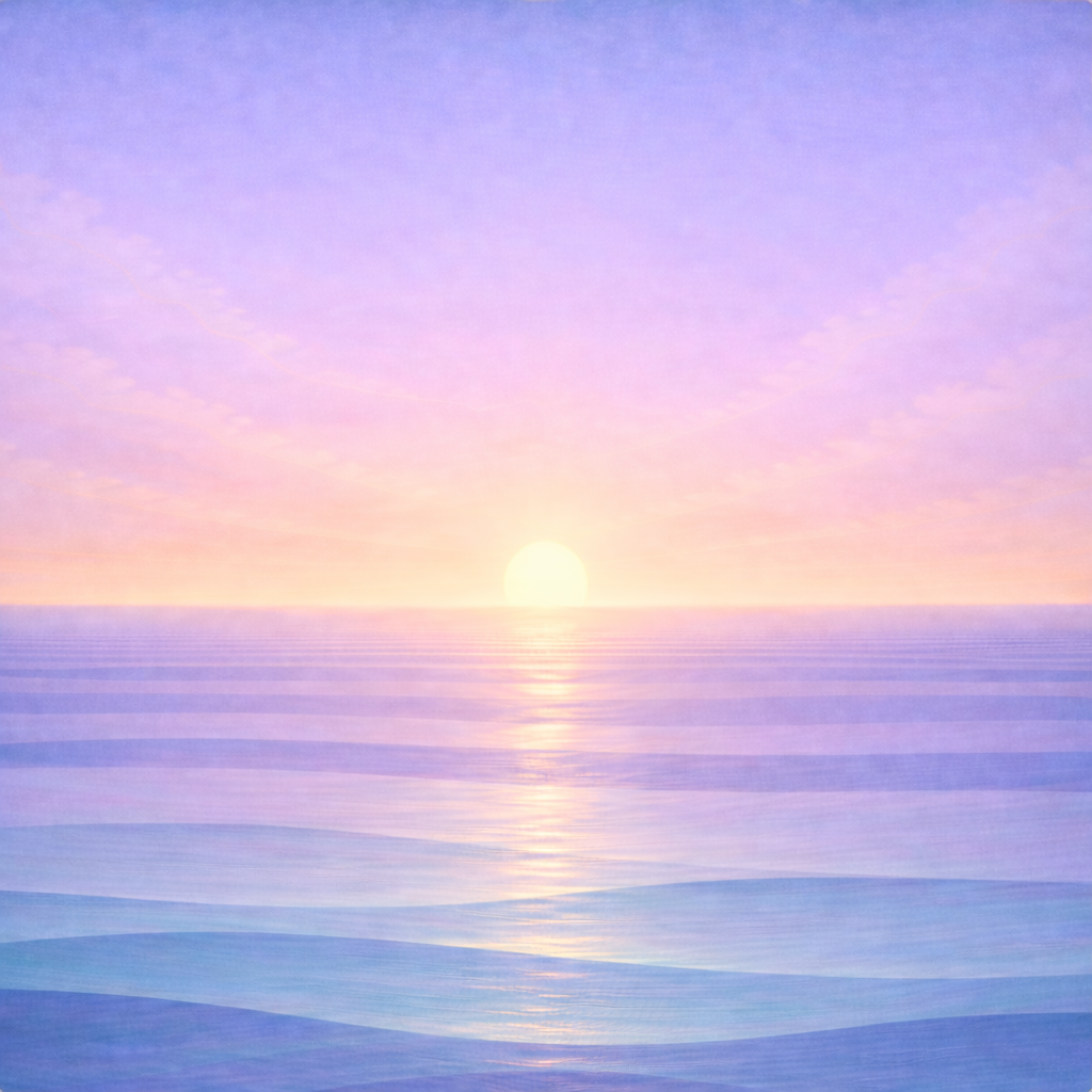 Beaming Bernie — a clearer spring dawn horizon over calm waves, reflecting the post’s intent: starting before conditions are perfect and building confidence through returnable action.
