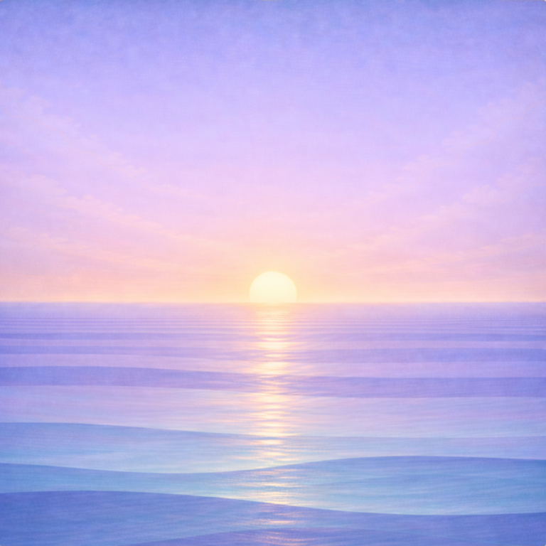Beaming Bernie — soft spring haze over layered waves, reflecting the post’s intent: reframing a missed day and focusing on the return.