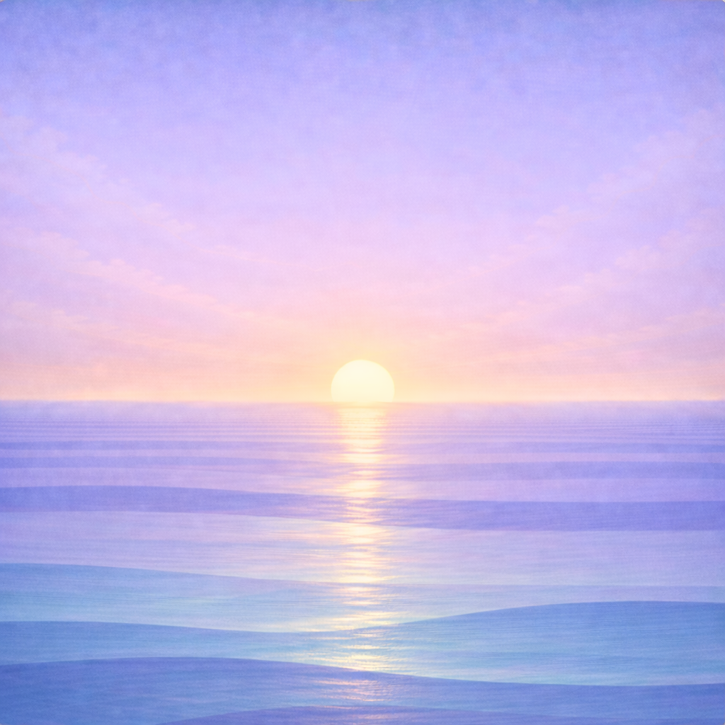 Beaming Bernie — calm spring waves with subtle rhythm emphasis, reflecting the post’s intent: returning smaller to keep confidence moving.