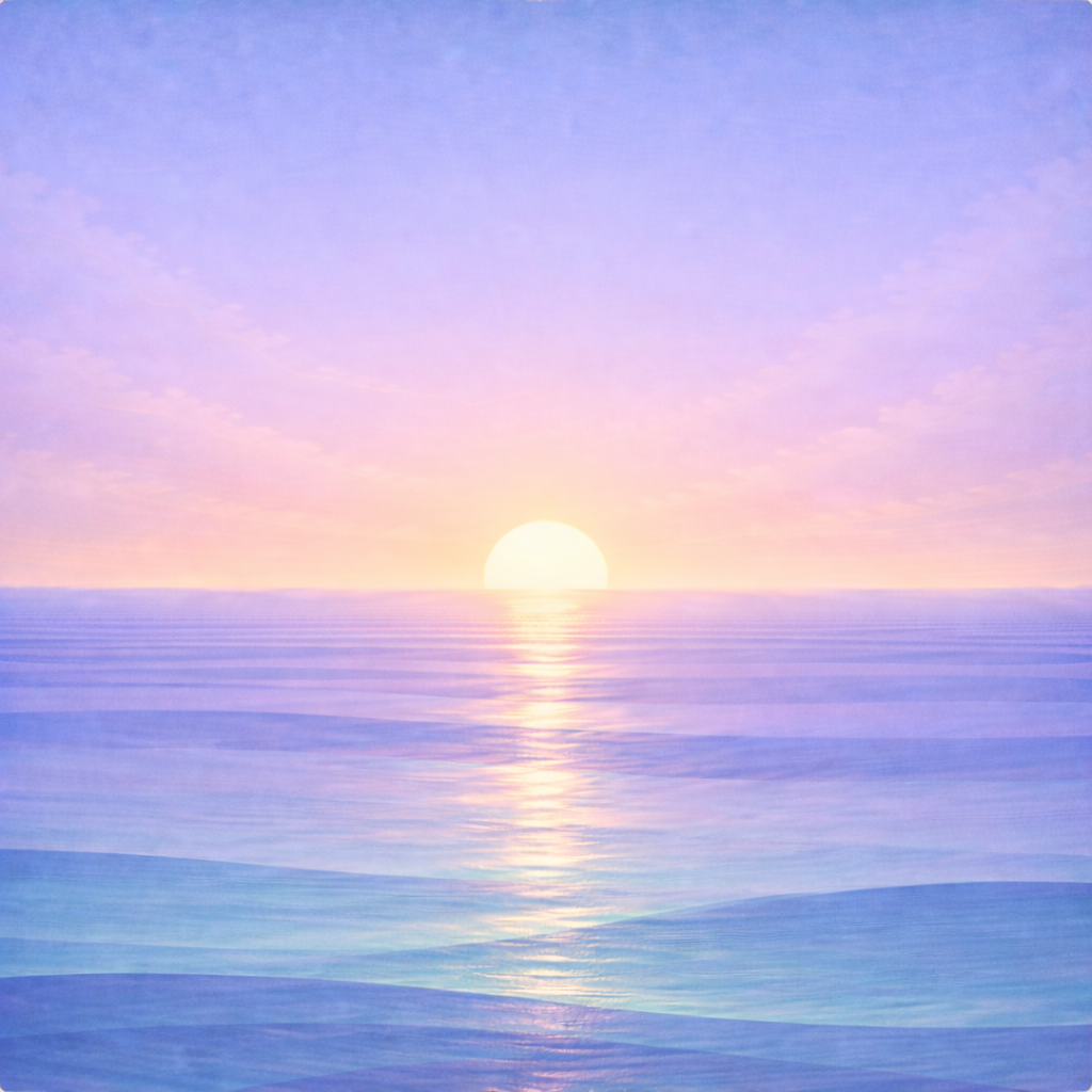 Beaming Bernie — open spring sky above calm layered waves, reflecting the post’s intent: choosing a clean, smaller return over a dramatic restart.